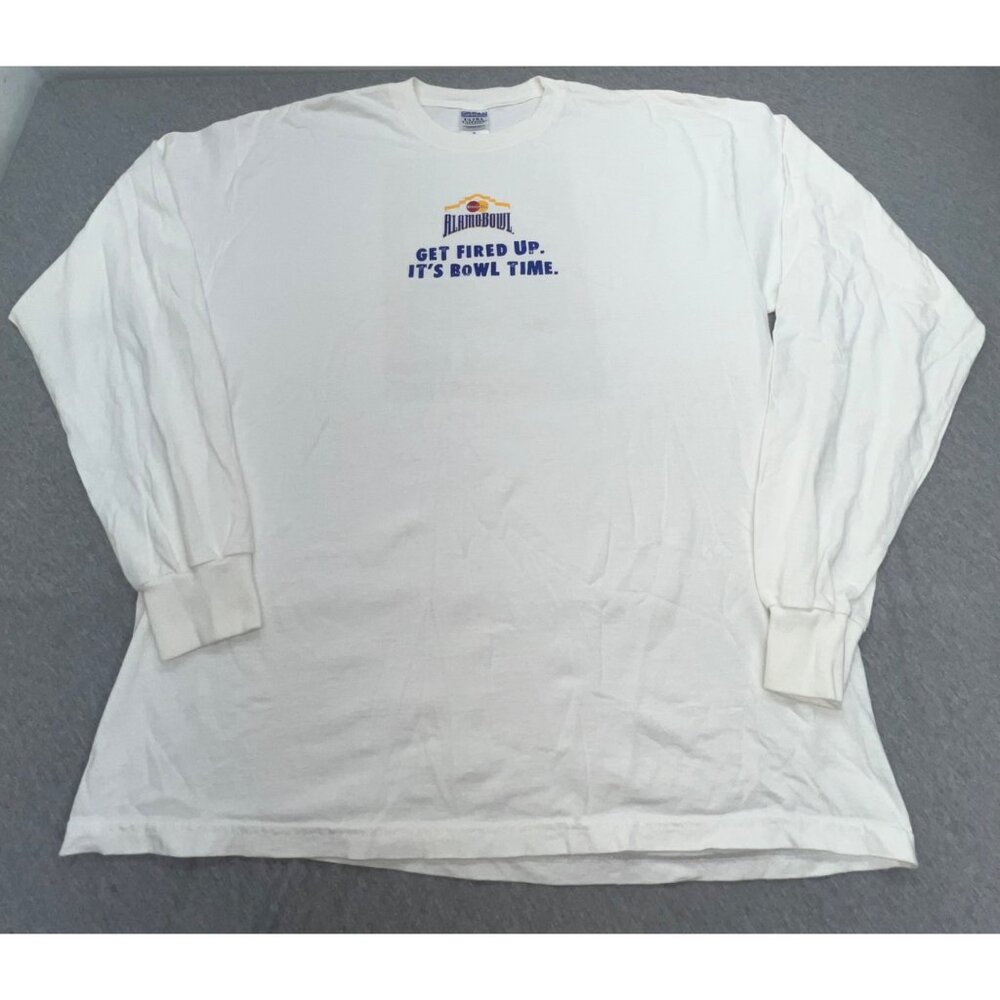 Alamo Bowl 2005 Long-Sleeve Shirt XL Gildan Ultra Cotton White Football Graphic